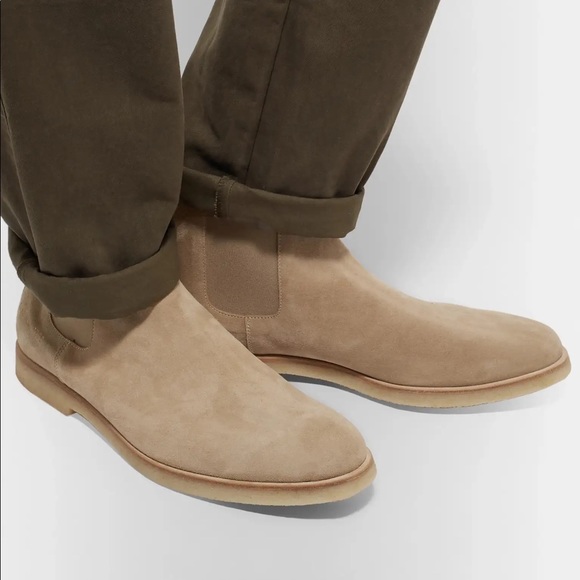 Mens Common Projects Suede Chelsea Boots - Tan Size 10 (MSRP-$525) Made In Italy - Picture 3 of 12